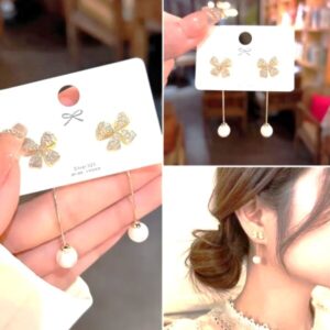 Minku's Hanging Pearl Earrings for Women and Girls